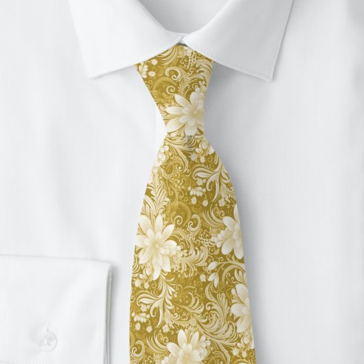 Oogst Goud Bloem Batik Stropdas