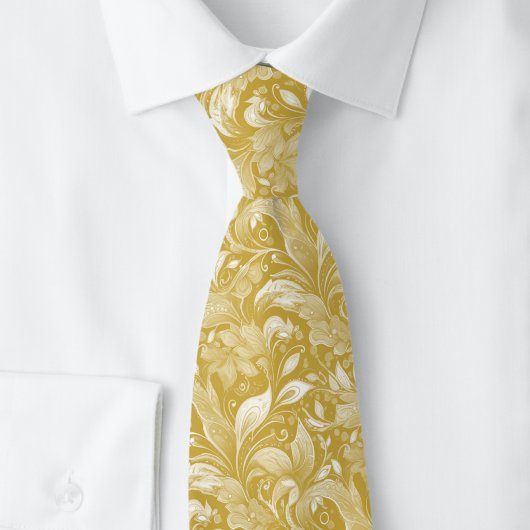 Oogst Goud Botanische Batik Stropdas