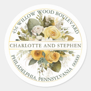 Oogst goud   Cream Bloemen Boeket retouradres Ronde Sticker