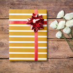 Oogst Goud en Wit Horizontaal Gestreept Cadeaupapier<br><div class="desc">Oogst Goud en Wit Horizontaal Gestreept Verpakkingsdocument</div>