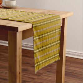 Oogst Goud Geruite Retro Kleur Tafel Runner Korte Tafelloper