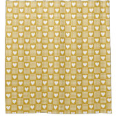 Oogst Goud Gingham Hart Patch Plaid Douchegordijn (Voorkant)