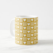 Oogst Goud Gingham Hart Patch Plaid Koffiemok (Voorkant links)