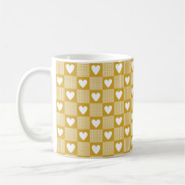 Oogst Goud Gingham Hart Patch Plaid Koffiemok