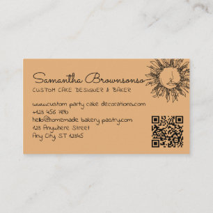 Oogst Goud Hemelse Zon Gezicht qr code Visitekaartje