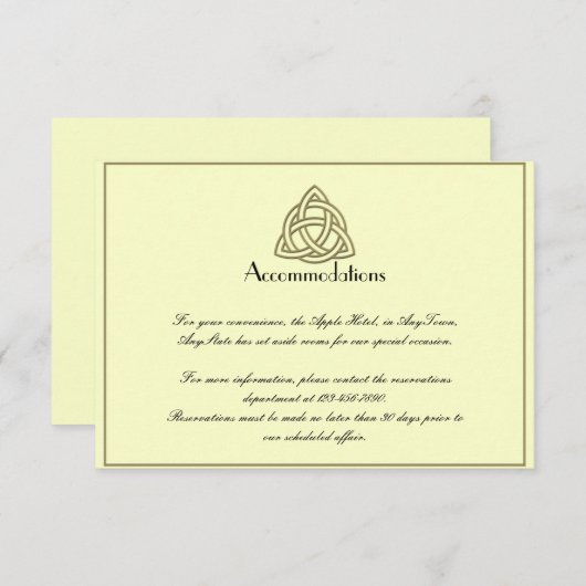 Oogst Goud Keltische Knoop Bruiloft invoegen Informatiekaartje (Voorkant / Achterkant)