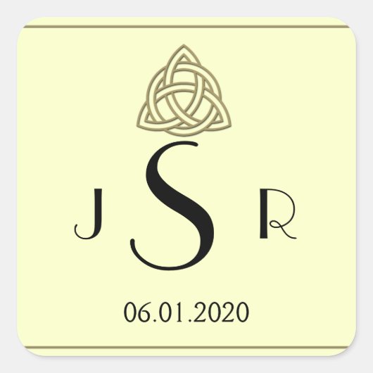 Oogst Goud Keltische Knoop Monogram Sticker (Voorkant)