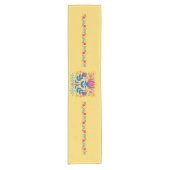 Oogst Goud Mexicaans Geïnspireerd Bloemen Tafel Ru Korte Tafelloper (Voorkant)