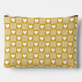 Oogst Gouden Gingham Hart Patch Plaid Etui