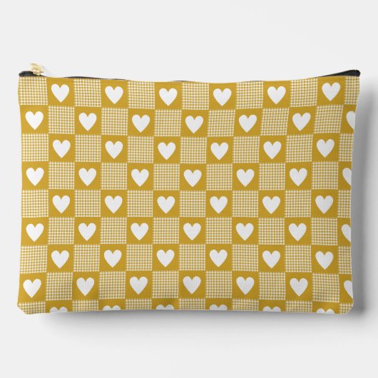 Oogst Gouden Gingham Hart Patch Plaid Etui (Voorkant)