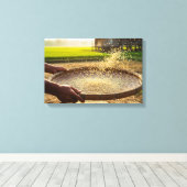 Oogst Graan, Rijstveld Canvas Afdruk (Insitu (Houten vloer))