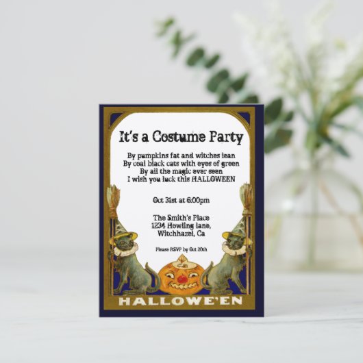 Oogst Halloween Uitnodiging (Staand voorkant)