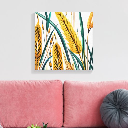 Oogst Harmony: Een warmtegatroon op een wit canvas (Insitu (Woonkamer))