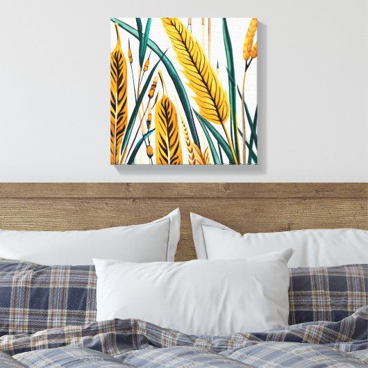 Oogst Harmony: Een warmtegatroon op een wit canvas (Insitu (Slaapkamer))