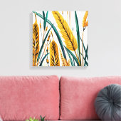 Oogst Harmony: Een warmtegatroon op een wit canvas Afdruk (Insitu (Woonkamer))