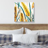 Oogst Harmony: Een warmtegatroon op een wit canvas Afdruk (Insitu (Slaapkamer))