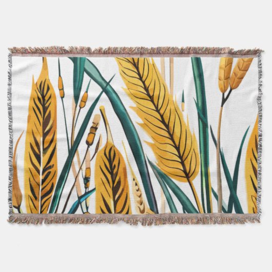 Oogst Harmony: Een warmtegatroon op een wit canvas Deken (Voorkant)