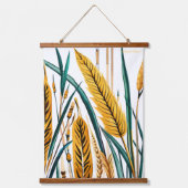 Oogst Harmony: Een warmtegatroon op een wit canvas Hangend Wandkleed (Voorkant)