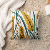 Oogst Harmony: Een warmtegatroon op een wit canvas Kussen (Deken)