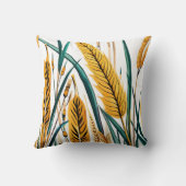 Oogst Harmony: Een warmtegatroon op een wit canvas Kussen (Achterkant)