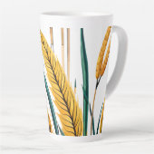 Oogst Harmony: Een warmtegatroon op een wit canvas Latte Mok (Rechterhoek)