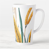 Oogst Harmony: Een warmtegatroon op een wit canvas Latte Mok (Rechts)