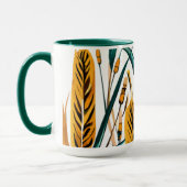 Oogst Harmony: Een warmtegatroon op een wit canvas Mok (Links)