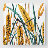 Oogst Harmony: Een warmtegatroon op een wit canvas Vierkante Klok (Voorkant)