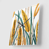 Oogst Harmony: Een warmtegatroon op een wit canvas Vierkante Klok (Hoek)