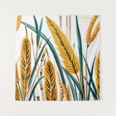 Oogst Harmony: Een warmtegatroon op een wit canvas Wandkleed (Voorkant)