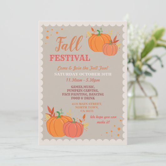 Oogst Herfst Festival Pompoen Bladeren Herfst Even Kaart (Staand voorkant)