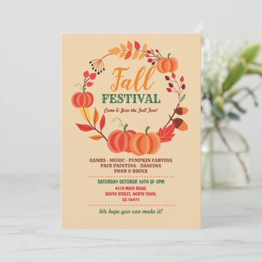 Oogst Herfst Festival Pompoen Herfst Evenement Bla Kaart (Staand voorkant)