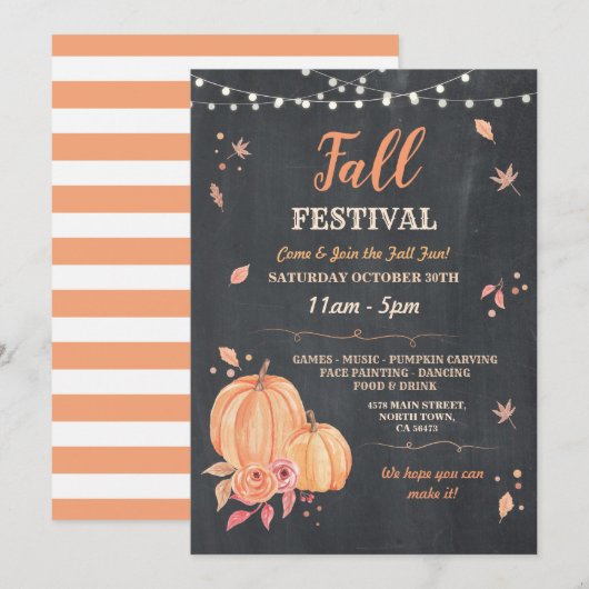 Oogst Herfst Festival Pompoen Herfst Evenement Kri Kaart (Voorkant / Achterkant)