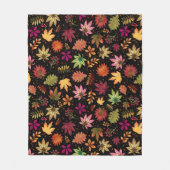 Oogst Herfst Herfst Bladeren Patroon op Zwart Fleece Deken (Voorkant)