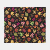 Oogst Herfst Herfst Bladeren Patroon op Zwart Fleece Deken (Voorkant (Horizontaal))