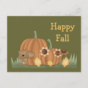 Oogst Herfst Herfst Pompoen Bladeren Eekhoorn Briefkaart
