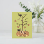 Oogst Herfst Herfst Pompoen Kraai Bladeren Briefkaart (Staand voorkant)