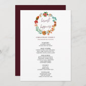 OOGST HERFST POMPOEN KRANS THANKSGIVING DINER MENU (Voorkant / Achterkant)