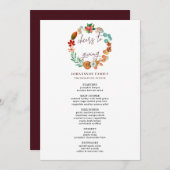 OOGST HERFST POMPOEN KRANS THANKSGIVING DINER MENU (Voorkant / Achterkant)