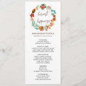 OOGST HERFST POMPOEN KRANS THANKSGIVING DINER MENU (Voorkant)
