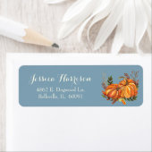 Oogst Herfst Pompoenen Bladeren Blauw Etiket (Insitu)