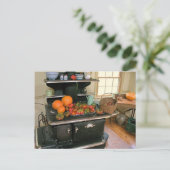 Oogst houtkachel briefkaart (Staand voorkant)