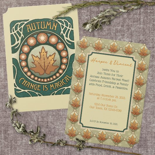 Oogst in de herfst, dinerparty kaart