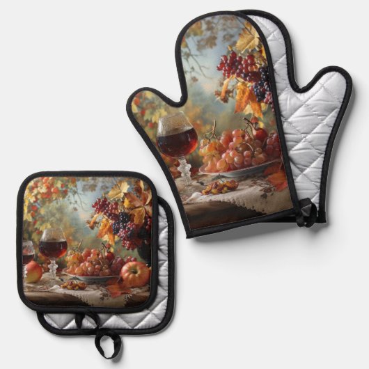 Oogst in de herfst ovenwant & pannenlap set (Voorkant / Achterkant)