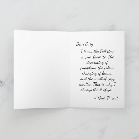 Oogst in de herfst - Pompoen, Bloemen en Kaarsen  Kaart (Binnen)