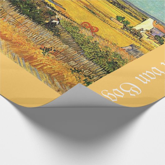 Oogst in La Crau, met Montmajour in de Backgro Cadeaupapier (Hoek)