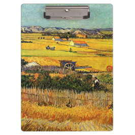 Oogst in La Crau, met Montmajour in de Backgro Klembord