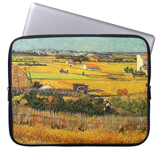 Oogst in La Crau, met Montmajour in de Backgro Laptop Sleeve (Voorkant)