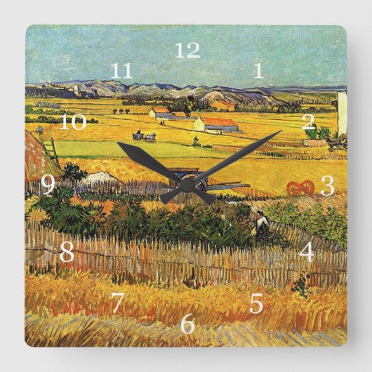 Oogst in La Crau, met Montmajour... Vierkante Klok (Voorkant)