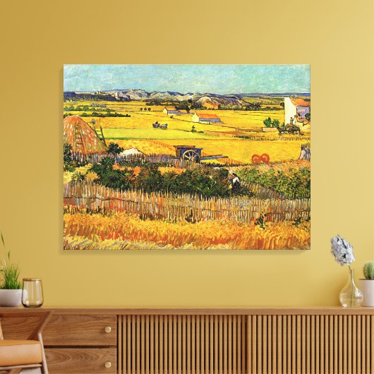 Oogst in La Crau, Montmajour door Vincent van Gogh Canvas Afdruk (Insitu (Woonkamer))
